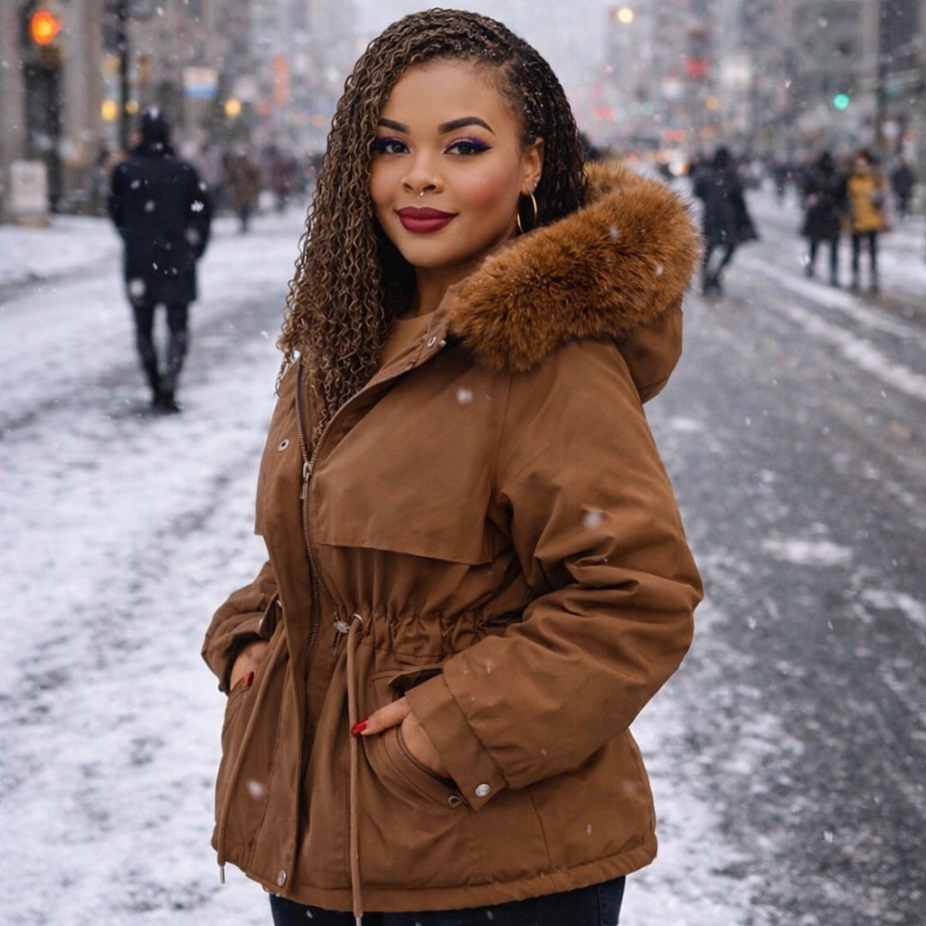 Women’s Fleece Lined Hooded Winter Puffer Jacket – Warm