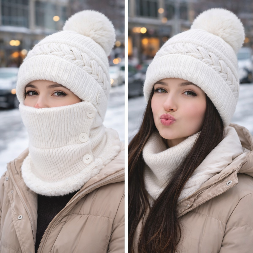 Winter Knit Hat & Neck Warmer