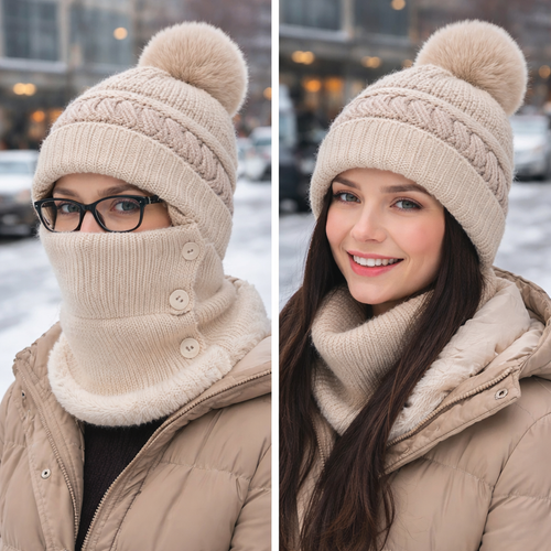 Winter Knit Hat & Neck Warmer
