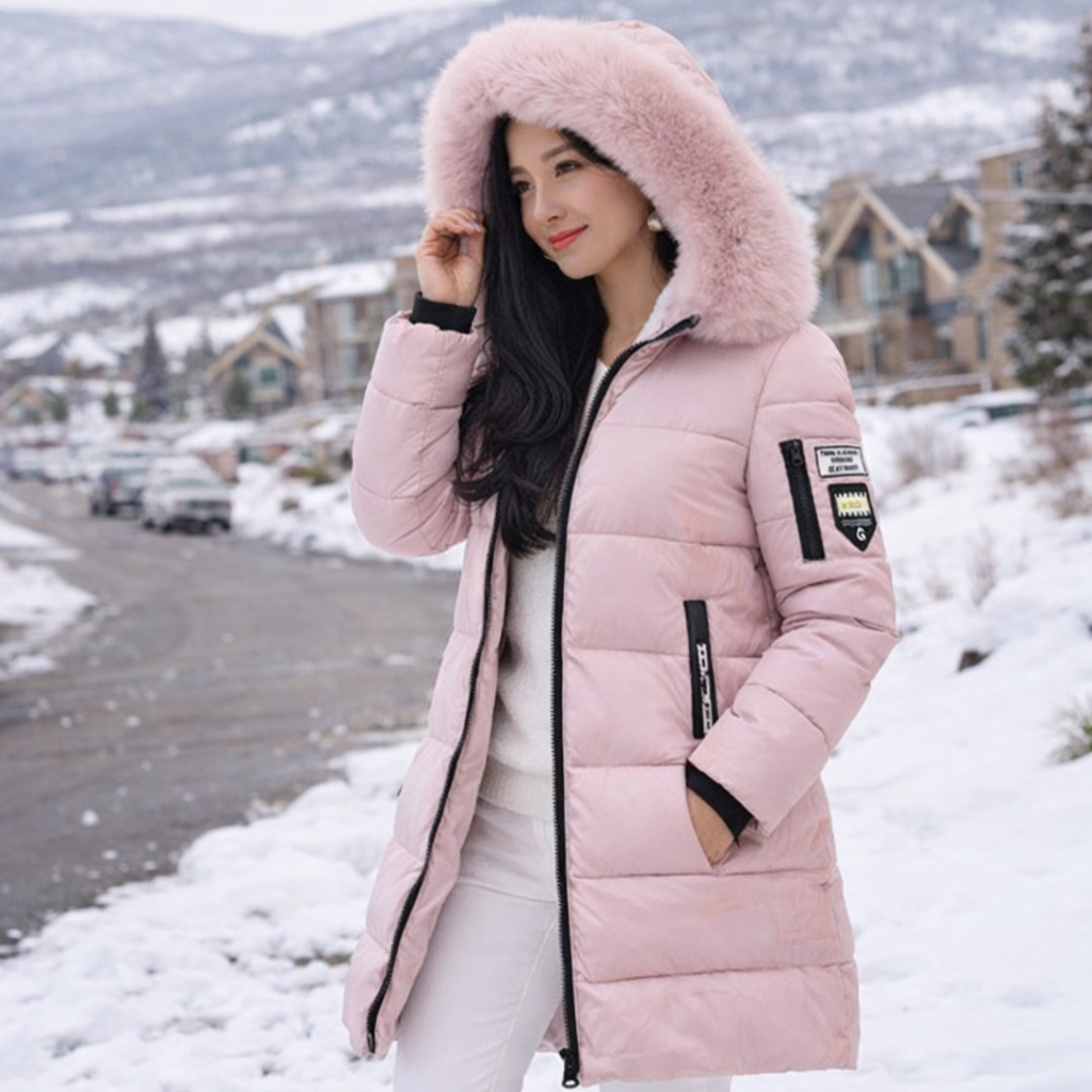 Women’s Winter Long Parka Coat with Faux Fur Hood – Warm, Slim Fit, Windproof & Stylish