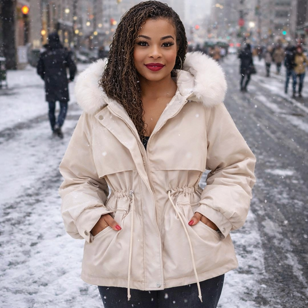 Women’s Fleece Lined Hooded Winter Puffer Jacket – Warm